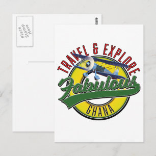 Carte Postale Logo de voyage explorez le Ghana fabuleux