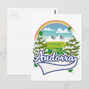 Carte Postale logo de voyage rétro d'Andorre