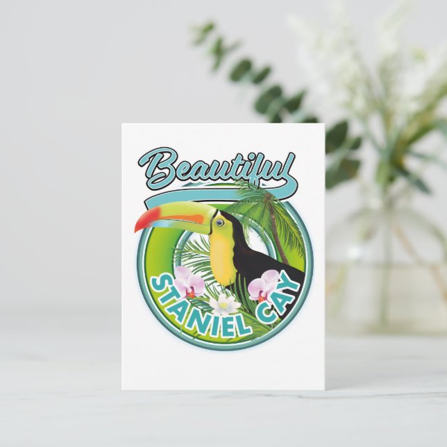 Carte Postale logo de voyage Staniel Cay (Debout devant)