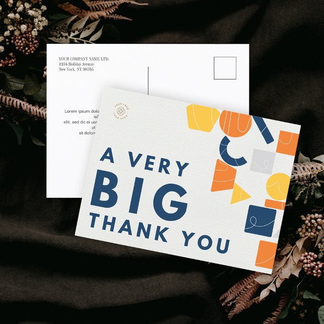 Carte Postale Logo d'entreprise personnalisé Un grand merci (Custom Business Logo A Very Big Thank You Postcard)