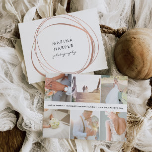 Carte Postale Logo d'or Faux Rose moderne 6 photos