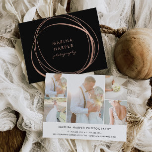 Carte Postale Logo d'or moderne Faux Rose Collage photo