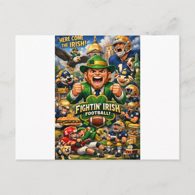 Carte Postale Logo drôle de Notre Dame Fighting Irish (Devant)
