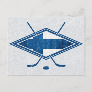 Carte Postale Logo du drapeau du hockey finlandais Suomi