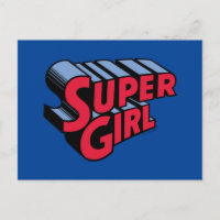 Logo du nom empilé de la superfille rouge et bleue