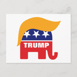 Carte Postale Logo éléphant GOP cheveux de Donald Trump