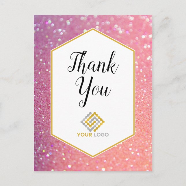 Carte Postale Logo entreprise Merci Paillettes Rose (Devant)
