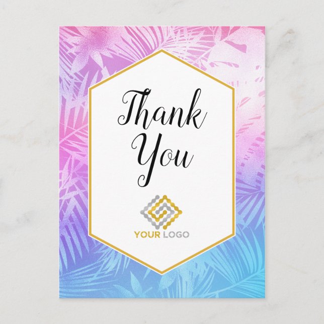 Carte Postale Logo entreprise Merci Tropical Violet Rose (Devant)