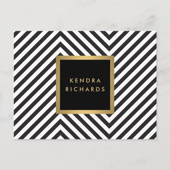 Carte Postale Logo fascinant de nom d'or de rétro motif noir et (Devant)