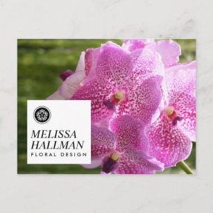 Carte Postale Logo Floral de luxe minimaliste avec orchidées ros