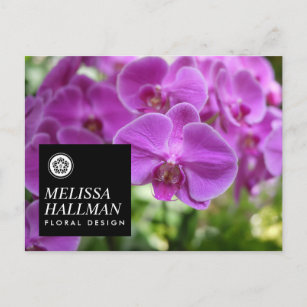 Carte Postale Logo floral minimaliste de luxe avec orchidées vio