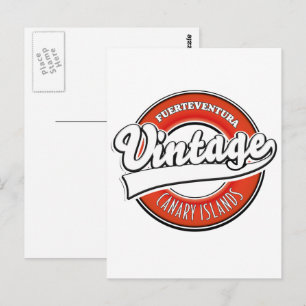 Carte Postale Logo Fuerteventura Espagne style vintage