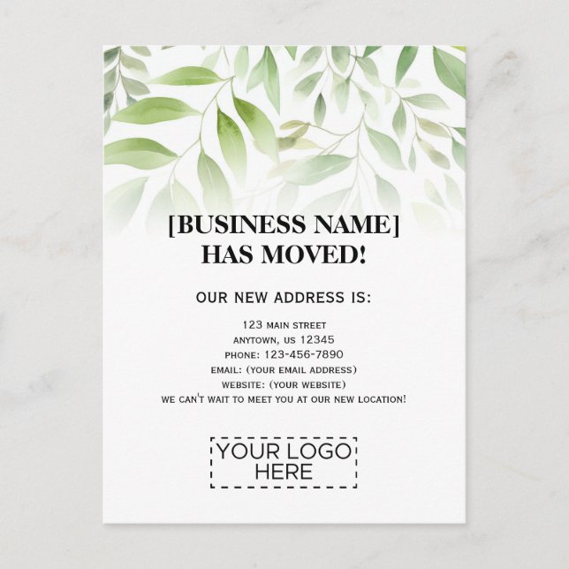 Carte Postale Logo Green Business Moving Faire-part (Devant)