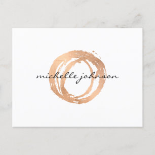 Carte Postale Logo Luxe Faux Rose Gold Peint Cercle Designer
