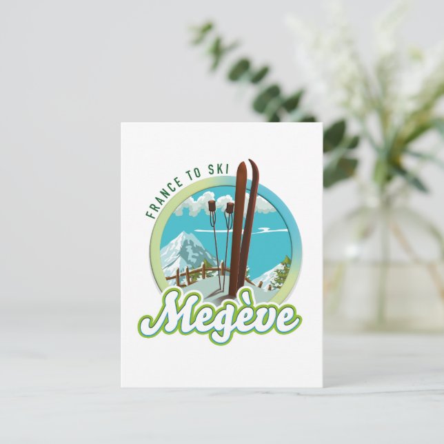 Carte Postale Logo Megève france ski (Debout devant)