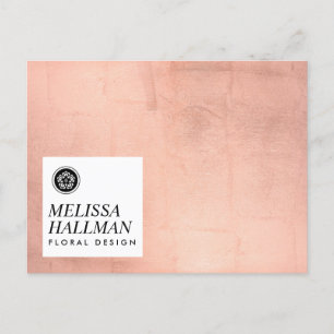 Carte Postale Logo minimaliste Luxe Floral Rose Gold