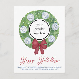 Carte Postale Logo ou Photo Business Happy Holidays Message