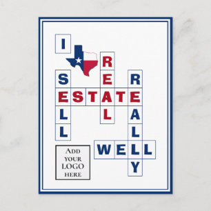 Carte Postale Logo personnalisé Agence immobilière TEXAS Realtor