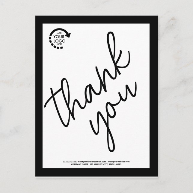 Carte Postale Logo personnalisé Entreprise Moderne Noir (Devant)