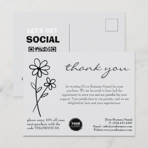 Carte Postale Logo personnalisé et code QR Merci Entreprise
