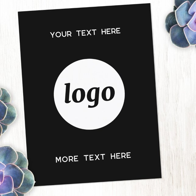 Carte Postale Logo promotionnel Business Black (Logo with custom text business promotional postcard)