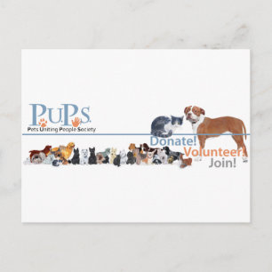 Carte Postale Logo PUP avec Chiens et Chats