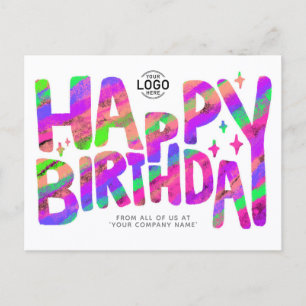 Carte Postale Logo Purple Green Fun Crayon manuscrit Anniversair
