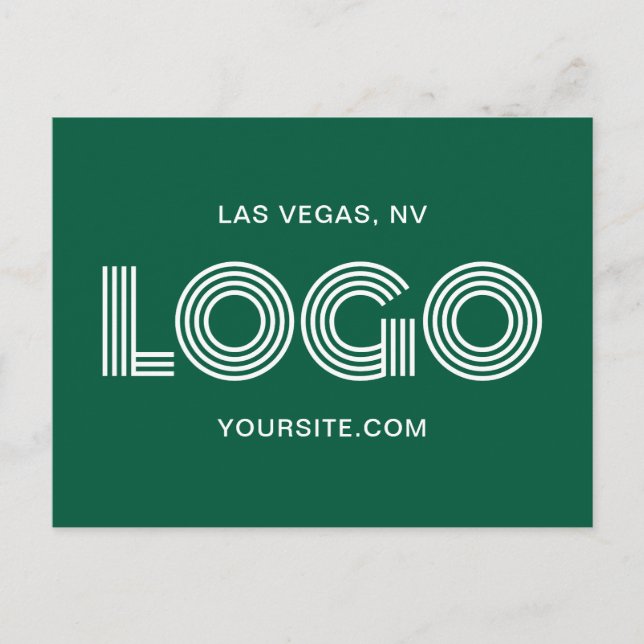 Carte Postale Logo rectangulaire moderne vert chasseur et blanc (Devant)