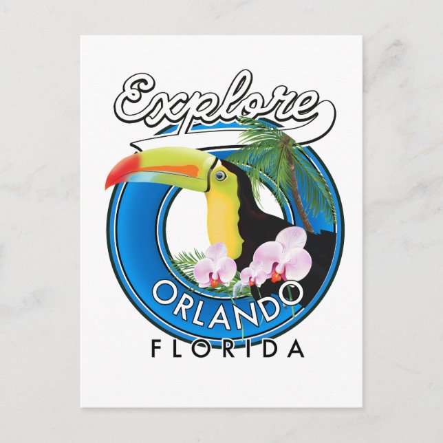Carte Postale Logo rétro d'exploration d'Orlando Floride. (Devant)