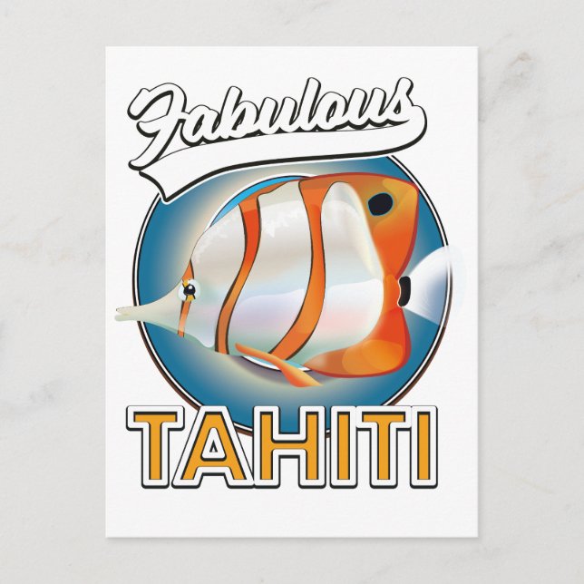 Carte Postale logo rétro fabuleux de Tahiti (Devant)