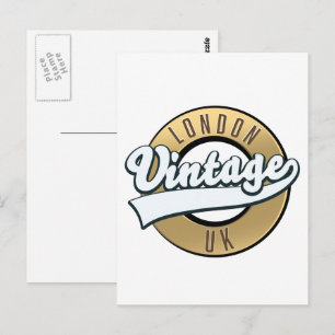 Carte Postale Logo rétro London Vintage UK.