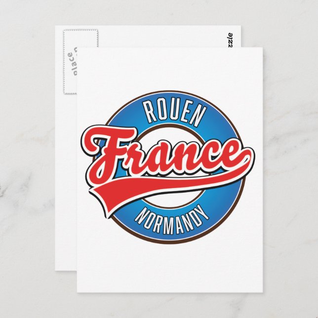 Carte Postale Logo rétro Rouen Normandie France (Devant / Derrière)