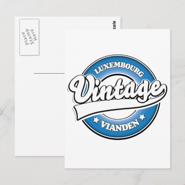Carte Postale logo rétro Vianden Luxembourg (Devant / Derrière)