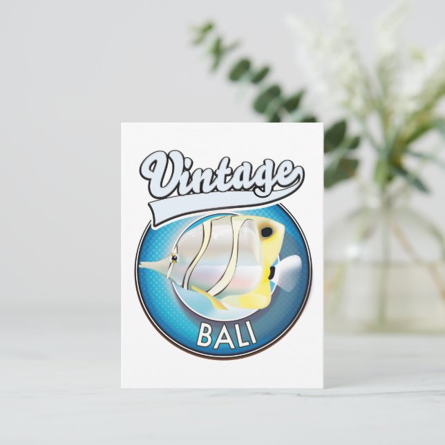 Carte Postale Logo rétro vintage Bali (Debout devant)