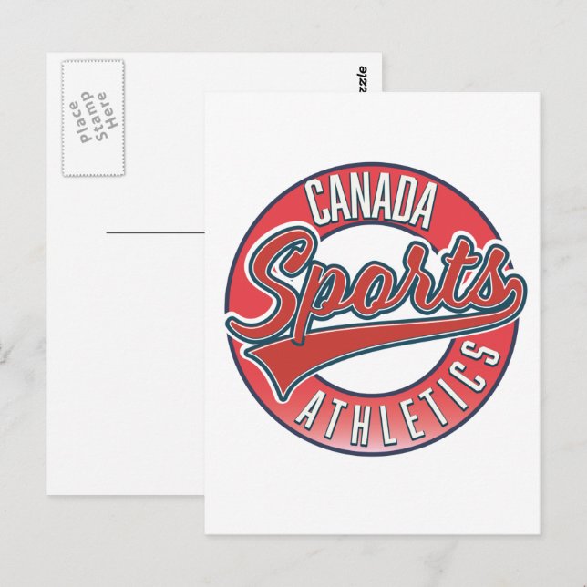 Carte Postale Logo rouge Canada Sports Athletic (Devant / Derrière)