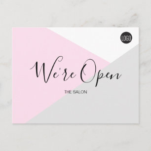 Carte Postale Logo Salon Rose Nous sommes ouverts sécurité Covid