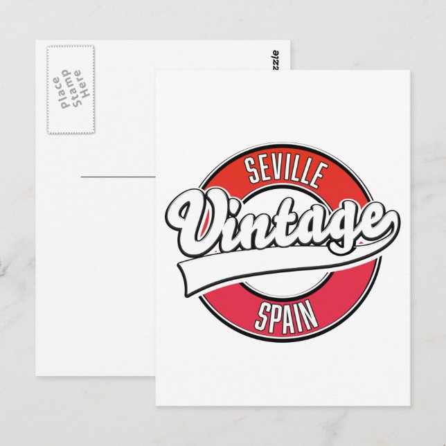 Carte Postale logo Séville Espagne style rétro (Devant / Derrière)