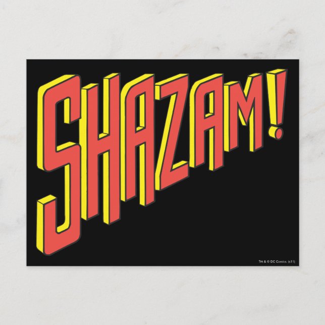 Carte Postale Logo Shazam Rouge/Jaune (Devant)