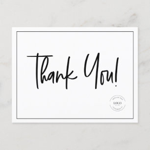 Carte Postale Logo simple Black White Company Logo Merci social