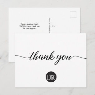 Carte Postale Logo Simple Custom Business socials merci