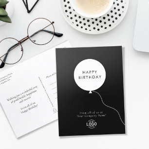 Carte Postale Logo Simple Minimal Noir Blanc Affaires Anniversai