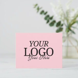 Carte Postale Logo Simple Pink Company avec QR Code Business