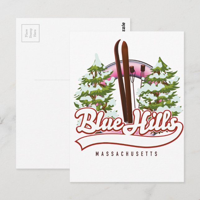 Carte Postale logo ski Blue Hills Massachusetts (Devant / Derrière)