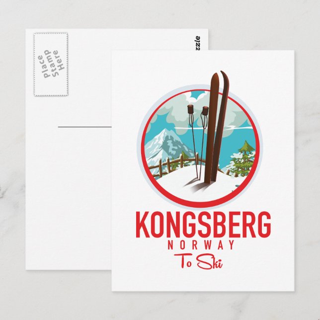 Carte Postale logo ski Kongsberg Norvège (Devant / Derrière)