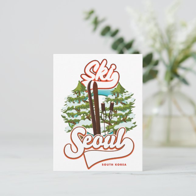 Carte Postale logo ski Séoul Corée du Sud (Debout devant)