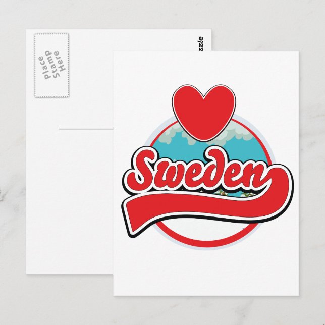 Carte Postale Logo style vintage Amour Suède (Devant / Derrière)