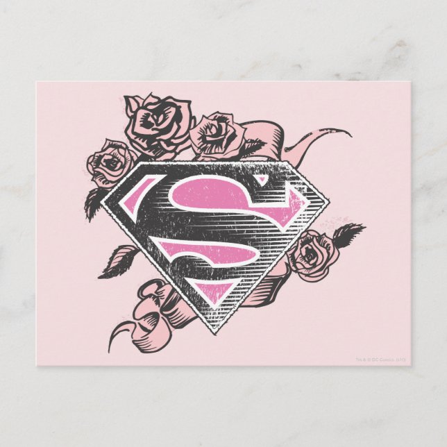 Carte Postale Logo Supergirl avec Rose (Devant)