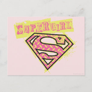 Carte Postale Logo Supergirl Grunge Rose
