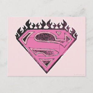 Carte Postale Logo Supergirl rose avec flammes