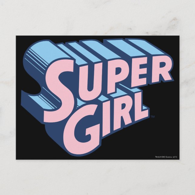 Carte Postale Logo Supergirl rose et bleu (Devant)